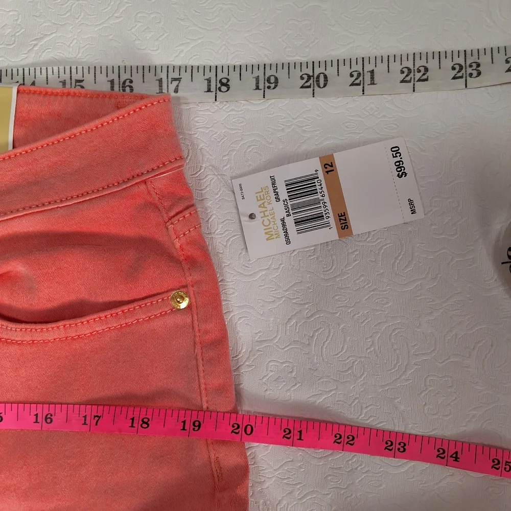 New Michael Michael Kors Izzy Skinny Ankle Cropped Jeans Pants Size 12 .
